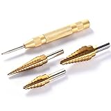 4ピース/セット真鍮色三角形ステップドリルビットセットでセンターパンチ木工黄金ツール1/8 '-1/2' 3/6 '-1/2' '1/4'-3/4'