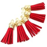 タッセル チャーム カン付【レッド】5本セット スエード 手芸 装飾 ミニ ハンドメイド アクセサリー キーホルダー ストラップ きらきらぷんぷん丸 KTSL-004