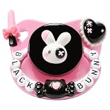 CutiePlusU 大人用おしゃぶり アダルト用ダミー ビッグシールドDIYハンドメイド-Black Bunny