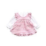 Pojour 春 0-6歳キッズ 女の子可愛いTシャツ ベスト+長袖Tシャツ2セット 通気 綿 ピンク(90cm)