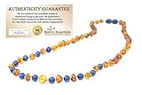 ADHD Baltic Amber Teething Necklace for Babies (Unisex) (Honey Multi Cherry Black Red Milk White But