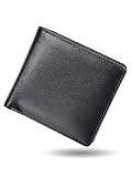 [ムラ] 二つ折り財布 財布 メンズ 本革 二つ折り 軽い レザー カード7枚収納 隠しポケット (ブラックA type：縦型コインポケット)