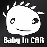 【Baby In Car Ver.15（赤ちゃんが乗ってます） カッティングステッカー 2枚組 幅約16cm×高約16.5cm】白（ホワイト）