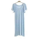 Spinas（スピナス) 着心地バツグン フレアスリーブ 半袖 ルームウェア タック入り 爽やか ロング丈 マタニティパジャマ ワンピース 4色