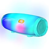 Bluetooth スピーカー ブルートゥース スピーカー IPX3防水 AUX入力/TFカード/LINE IN 対応 低音強化 マイク内蔵 カラフルなLEDライト搭載 USB充電スピーカー付き ブルートゥース ワイヤレス スピーカー 屋外 旅行 お風呂適用(green)