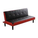 2.5人掛けレザーソファベッド 3段階のリクライニングソファで脚を外せばローソファに 完成品でお届け｜Ortiz-オルティース-　レッド