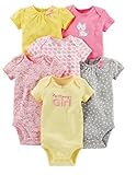 (0-3Months)(Pink/Yellow)Simple Joys by Carter's Girls' 6-Pack Short-Sleeve Bodysuit（0-3MONTHS)(ピンク/イ