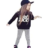 dayseventh 2pcs幼児用子供用女の子用ドレス服装Tシャツトップス+パンツ服セット カラー: ブラック
