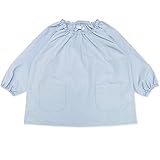 よつば洋品店オリジナル 長袖無地スモック (100/サックス) 【QO-YY268】