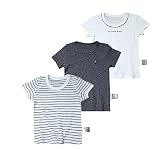 Zetoon 子供服 ボーイズ 半袖シャツ 男の子 ジュニア ボーダー インナーシャツ 半袖インナー 3枚セット 男児 丸首 Tシャツ 子供肌着 通園 通学 (90)