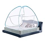 Pop Up Mosquito Netベッドキャノピー折りたたみ式ダブルドア下部Anti Mosquito Bites for Babyベッドキャンプ旅行ホーム屋外使用ブルー
