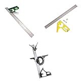 Perfk コンビネーションスクエア ルーラー （3個）　調整可能　0-180度　多機能　測定工具　12インチ　ステンレス　ポータブル