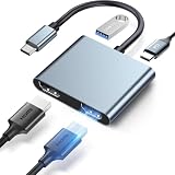 USB Type-C HDMI 変換アダプター デュアル マルチディスプレイアダプタ 3画面 2ポート【4K対応2つのHDMI+USB3.0+USB-C PD充電】 ディスプレイアダプタ ドッキングステーション MackBook/Galaxy Tab/他のタイプC デバイス対応