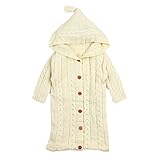 ベビー おくるみ　赤ちゃん シュラフ　ブランケット　タオルケット　寝袋　フード付き　快適　柔らかい (ホワイト)