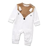 Cutelove　ジャンプスーツ オーバーオール　長袖　男の子　女の子　赤ちゃん　春　秋　冬　コットン　可愛い　普段着　動物柄　ベビー服　開きスナップボタン