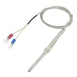 uxcell　熱電対センサー　熱電対　熱電対プローブセンサー　メタルシールド　50x5mm　1M　0-500C