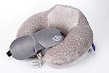 メモリネックピロー（睡眠マスク＆耳栓付） - 快適な形のネック＆ヘッドリムーバブルカバー、軽量で人間工学的なネックサポート、旅行、飛行機、バス乗りなど