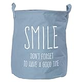 不二貿易 取っ手付きバスケット ラウンド L スマイル 直径33×高さ40cm グリーン 32860