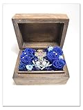 【プリザーブドフラワー／木箱のリングピロー】青い薔薇とブルーの薔薇に十字架の約束を込めて【送料無料】