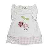 【SiShuNon/シシュノン】袖フリルサクランボTシャツ ベビー キッズ 女の子 フリル サクランボ チェック 半袖Tシャツ 80 1 ホワイト