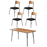 ブラウン／Cineraria カフェテーブル 5点セット カフェ テーブル ダイニング ダイニングセット ダイニングチェア チェア 天然木 木 木製 ウォールナット アイアン