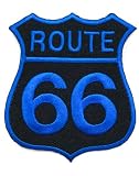 ワッペン アイロン ルート66 ROUTE66 ブルー×ブラック アメカジ 刺しゅう アップリケ パッチ