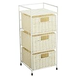 ラタン調チェスト3段 (アイボリー)