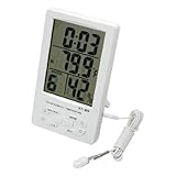 uxcell デジタル温湿度計　ホワイトデジタルLCDディスプレイのカレンダー時計　アラーム温度湿度計