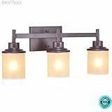 skemidex --- Vanityライト壁マウント3ライト浴室洗面化粧台器具アンティークブロンズ電球このモダンでおしゃれな壁マウントバスライトにより、暖かい、ソフト環境でしホーム