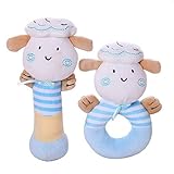 夢の空 赤ちゃんのおもちゃ 新生児 ふかふか鈴を振る玩具0－1歳の赤ちゃんのため　知育玩具幼児教育 可愛い動物の乳幼児の手の鈴を鳴らす ブルーヒツジ