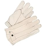 Bob Dale 20-9-981-7-10 Premium Grain Cowhide Snapback Roper Glove with Fleece Lining, Size 10, White