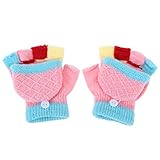 Domybest 手袋 ミトン キッズ手袋 秋冬 子供用 グローブ ニット 5本指 裏起毛 折返し 女の子 男の子 防寒 通学 通園 2-6歳に適用 おしゃれ 柔らかく快適 雪遊び プレゼント 5色