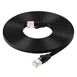 FOSTO Cat7 LANケーブル 5M イーサネットケーブル カテゴリー7 フラットケーブル 高速 ランケーブル STP 爪折れ防止 RJ45 業務用 屋外用 for PS4 Xbox モデム ルータ 10Gbps/600MHz 金メッキコネクタ（ブラック）