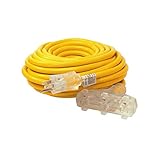 ALEKO® ECOI12G3O50FT ETL Heavy Duty 50 Foot Extension Cord SJTW Triple Tap Lighted Plug 12/3 Gauge I
