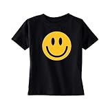 Funny Smiley Faceスーパー絵文字幼児用Tシャツ品質印刷Kids カラー: ブラック