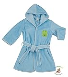 BlueberryShop Embroidered Luxurious Hooded Soft Warm and Fluffy Fleece Bathrobe, Robe, Dressing Gown