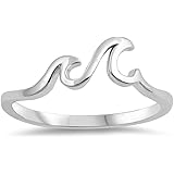 Wave Ocean Sea Tropical Nature Thumb Ring .925 Sterling Silver Band Sizes 4-12