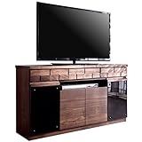 タンスのゲン 日本製 完成品 テレビ台 幅120cm ハイタイプ ウォールナット無垢材 ブラックガラス 大川家具 薄型 可動棚 引き出し収納 36800006 WN AM