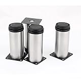 uxcell　調節可能　キャビネット脚　テンレス鋼　金属　シルバートーン　黒　ベッド脚