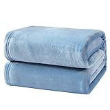 Bedsure ブランケット 夏 毛布 シングル おしゃれ 冷房 140x200cm ブルー 洗える 夏用 フランネル もうふ マイクロファ