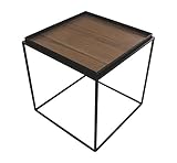 北新工業トレイテーブル400x400BKウォールナット突板 HBW-033