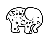 ノーブランド 黒 ゾウ＆星 Baby in the car シール ステッカー デカール