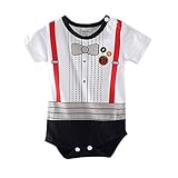 Lovoski ベビー　子供服セット　ロンパース　ボディスーツ　カジュアル　通気性　ギフト　全4色3サイズ - ホワイト＋レッド＋ブラック, 95