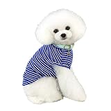 Kingsie 犬服 Tシャツ 夏用 犬の服 可愛い ストライプ ベスト ドッグウェア 中小型犬 猫 ペット服 春夏秋 お出かけ 散歩 (XXL, ブルー)