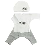 【未熟児】【低出生体重児】【早産児】【NICU】用 ベビー服：3点セット グレーリボン (1360-2700g)