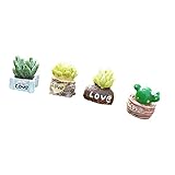 Fityle LOVEのパターン　ミニ　樹脂　盆栽　庭　DIY　装飾　可愛い形　植木鉢　マイクロ風景　恋人　友達　誕生日　ギフト　4点セット　