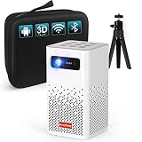 プロジェクター 小型 Android 9.0TV搭載 3D対応 5GWiFi Bluetooth5.0 1080P/4K対応（モバイルプロジェクター/大容量バッテリー/DLP投影技術/4P台形補正/USB給電可能/スピーカー/ズーム機能/静音/三脚）ホワイト