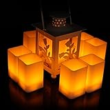 12のセット電池式フレイムレスキャンドルちらつきFaux Square Electric LEDティーライト、ウェディングクリスマスハロウィンパーティーホーム装飾ホワイトボディ イエロー CDL201