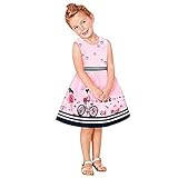 Domybest　子供服 女の子 ワンピース　フォーマル サンドレス 可愛い ドレス ガールズ ワンピース プリント ノースリーブ　春　夏　ピンク　日常着　誕生日 入学式 卒業式 発表会 結婚式 七五