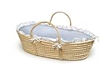Badger Basket Company Natural Baby Moses Basket - Blue Gingham Bedding by Badger Basket